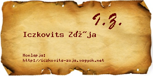 Iczkovits Zója névjegykártya